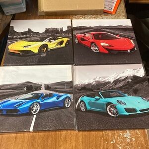 Set of 4 Sports Car Canvas Prints